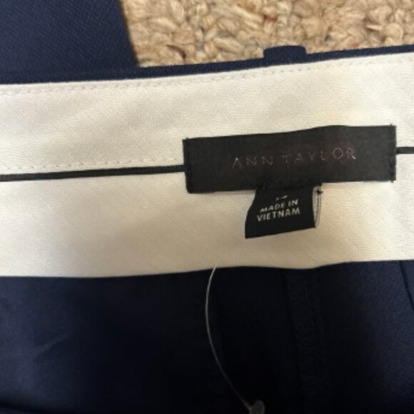 ANN TAYLOR PLEATED WIDE LEG TEXTURE DRAPE NAVY NIGHT SKY BLUE PANTS $129 14 - Picture 8 of 10